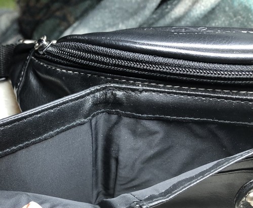DISNEY WORLD BLACK FAUX-LEATHER MICKEY MOUSE EMBOSSED FANNY PACK WALLET - Picture 8 of 10