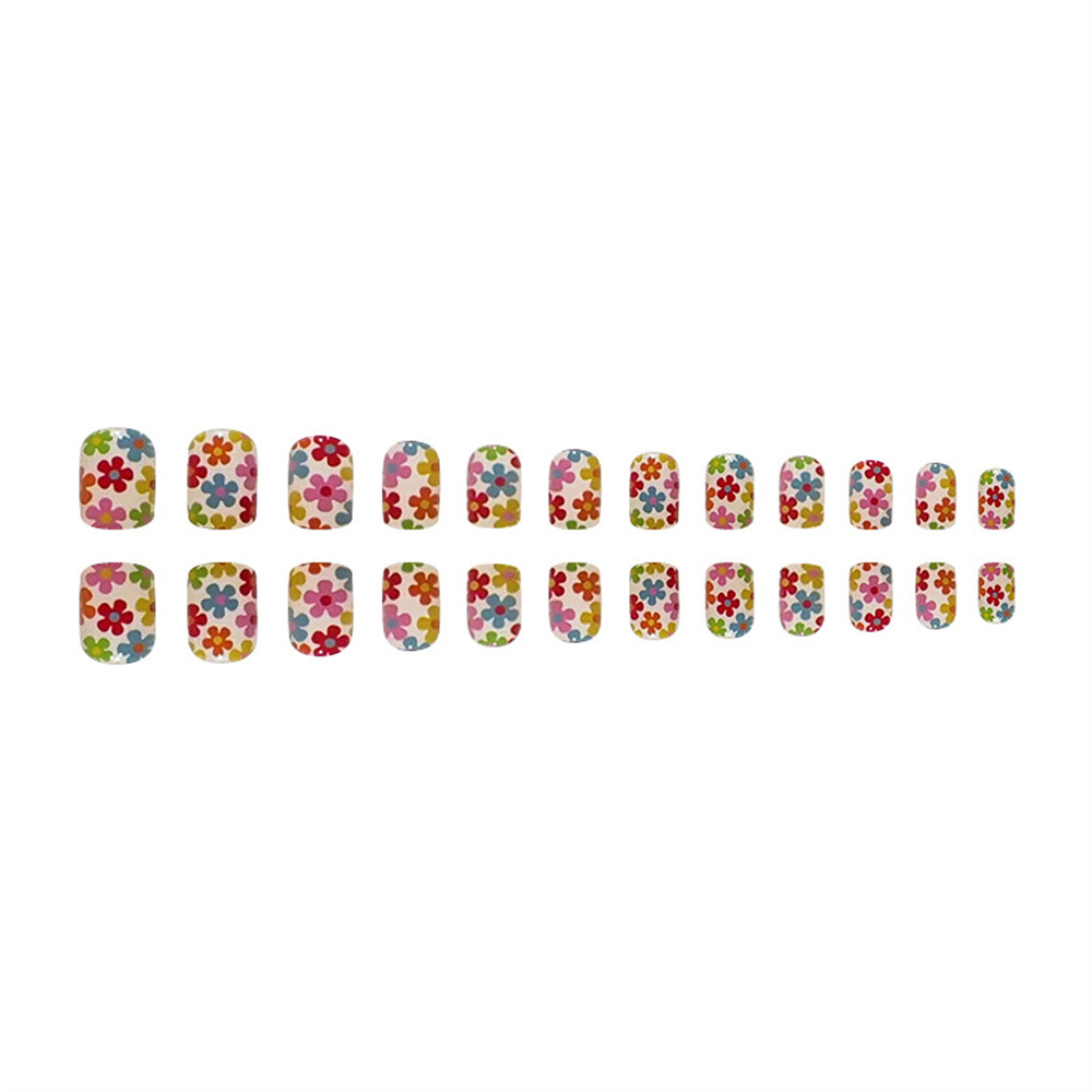 Kunstnägel Mit Strass & Blumen-Design – Press On Nails, 24 Stück, Lang, Einfach Aufzukleben