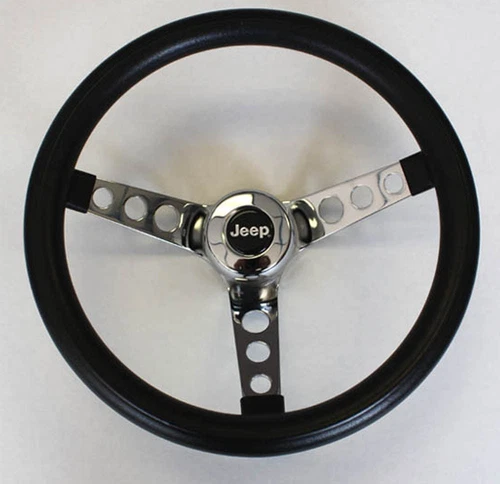 New! 1976-95 Jeep CJ5 CJ7 YJ Classic GRANT Black Steering Wheel 13 1/2" Horn Kit