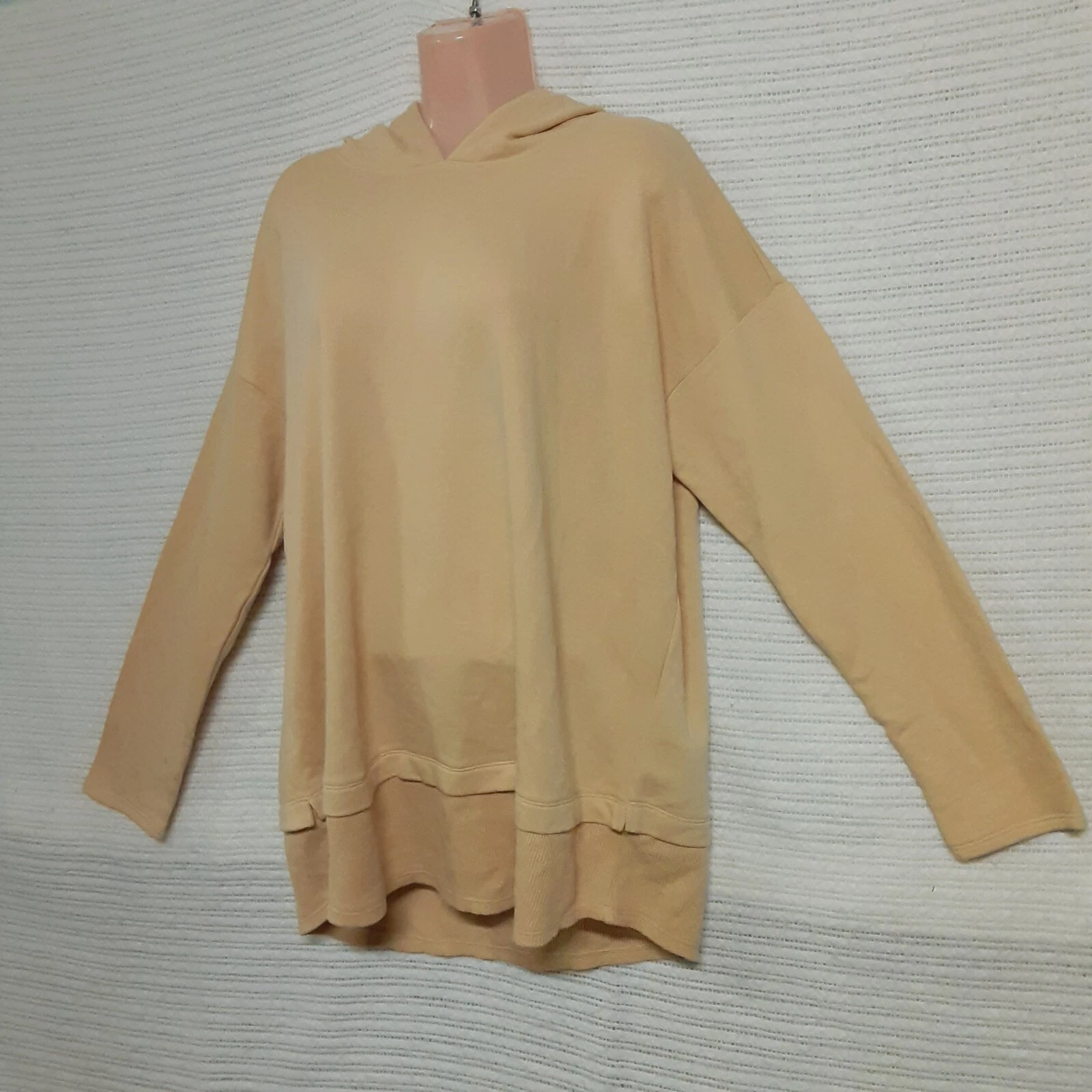 VETEMENTS Felpa con cappuccio J. Jill donna taglia L leggera senape cotone manica lunga