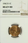 1942-D Lincoln Cent : NGC MS67+ RD Blazing Red