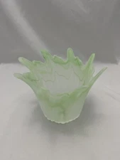 Vintage Vase Art Deco Lime Green Frosted Glass