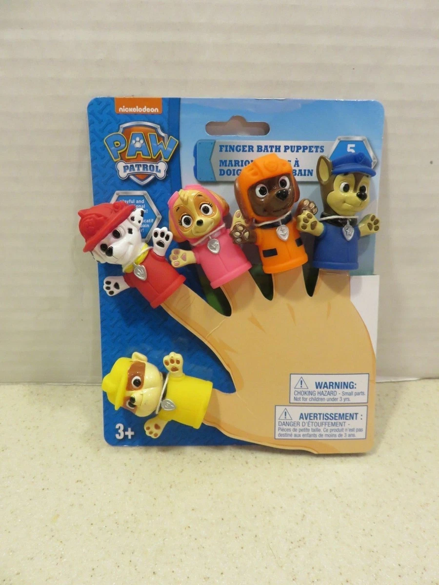 Nickelodeon PAW Patrol PVC Finger Puppets 5 Pack Bathtub Friendly NEW