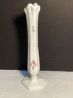 Vintage Westmoreland Milk Glass Bud Vase Hand-painted Roses Pink Blue 9”