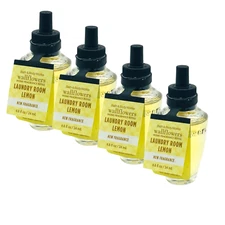 4 Bath & Body Works LAUNDRY ROOM LEMON Fragrance Wallflowers Refills Bulbs 0.8oz