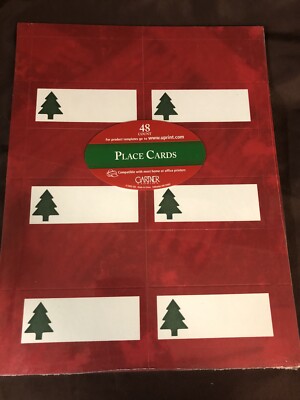 Gartner Studios Red With Tree  Place Cards, 48 Count,  New Printable