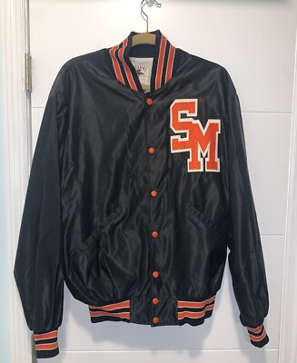 Vintage DeLong Varsity Letterman Jacket Mens red Black Large