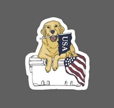 Dog On Cooler Sticker USA Waterproof American Pet Friend Gift NEW