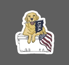 Dog On Cooler Sticker USA Waterproof American Pet Friend Gift NEW