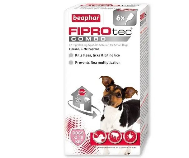 Beaphar FIPROtec® COMBO Flea & Tick SpotOn Treatment for Dogs 2-10kg -6 pipettes