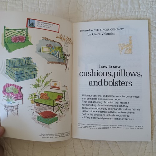 SINGER Rare 1974 How to Sew Cushions Pillows and Bolsters Singer Book Item 4984 - Picture 22 of 24