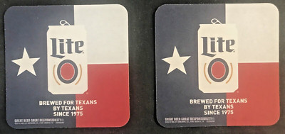 TWO (2) MILLER LITE TEXAS FLAG BREWED FOR TEXANS BY TEXANS SINCE 1975 BEER COAST