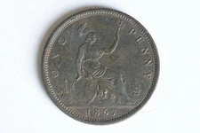 1867 Bun head penny rare trace lustre