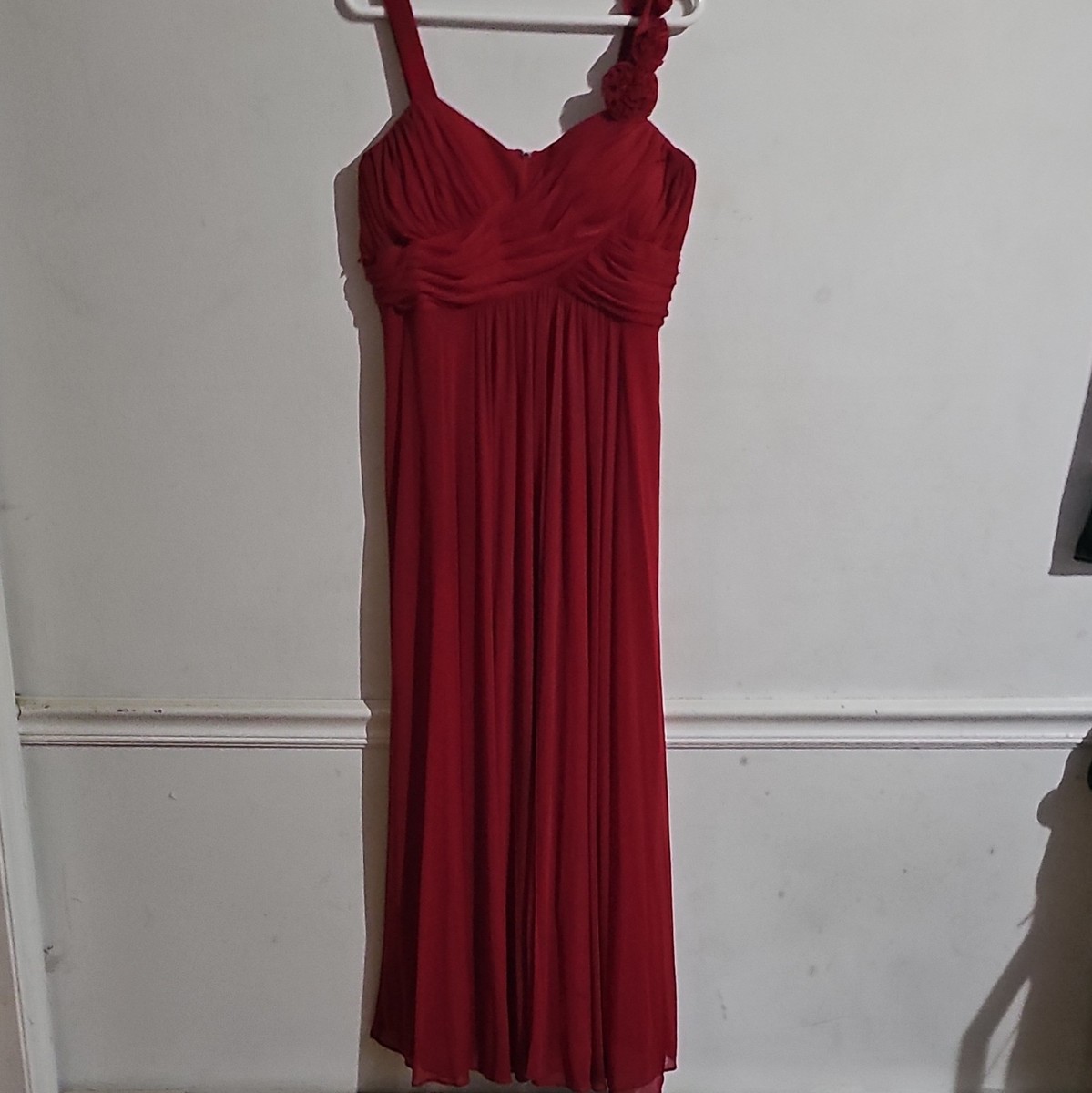 open lace back dress Dancing Queen 1934 - Long Ballgown Dress - Strapless, Lace Up Back, Floral Embroidered Bodice, Tiered Ruffled Skirt, Sweep Train Xs / Red/Black