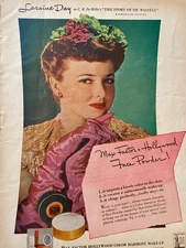 Laraine Day, Max Factor Face Powder, Full Page Vintage Print Ad, aa