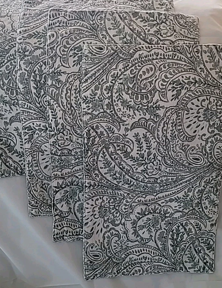 Juego de mantel y servilletas EnVogue cachemira gris y azul botánico oblongo cabaña Foto 4 de 4