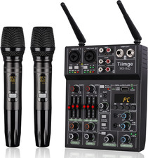 Professional Audio Mixer with Dual Wireless Microphone, Sound Board Console Syst