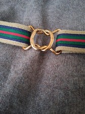 Vtg Ginnie Johansen Designs S Red Green Navy Cotton/Nylon Belt Women Adjustable