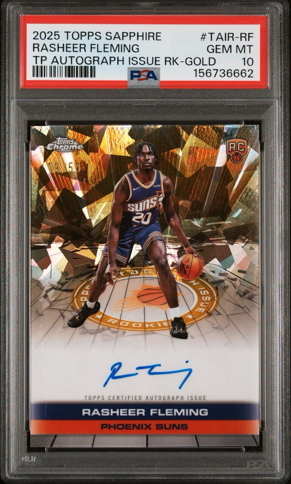 2025 Rasheer Fleming Topps Chrome Gold Auto /50 Refractor Rookie PSA 10 POP 3