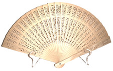 Vintage Personal Fans Foldable 8 Inch Wooden Hand Fans, Set of 20 with Loops