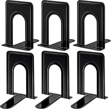 Happyhapi Book Ends, Metal Bookends for Shelves, Non-Skid Book End to Hold Books