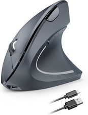 TECKNET Ergonomic Wireless Mouse, Rechargeable Mouse Silent for Grey 