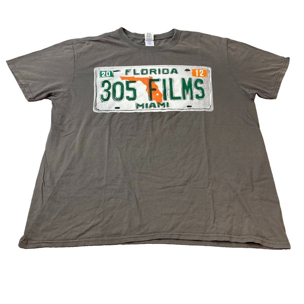 Miami 305 Films License Plate Shirt Movie Music Video XL Hip hop Rap Tee