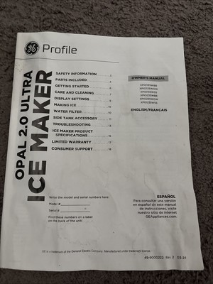 GE Profile Opal 2.0 Ultra Nugget Ice Maker with Scale Inhibiting Filter