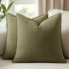 26x26 Inch Set of 2 Euro Sham Decorative Linen Solid Throw Pillow Covers Boho Ac