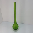 Carlo Moretti Pencil Neck Vase Vintage Murano Green Satin Art Glass 14 in