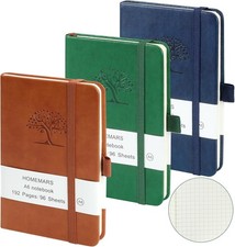 Small Notebook, Pocket Notebook, 3 Pack, Notebook A6, Squared,3.7" x Graph