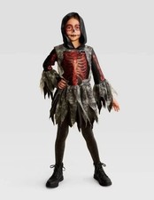 Kid's Hyde  Eek Red Glitter SKELETON Dress Halloween Costume Size Small 6-7