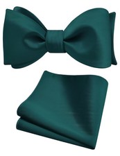 Mens Solid Color Bowties Self Tie Bow Tie Handkerchief Satin Pocket Square