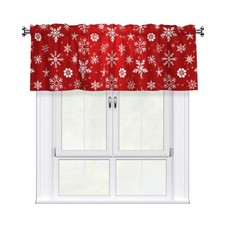 Merry Xmas Snowflake Short Curtains for Windows Red Christm Valance Curtain