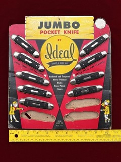 Vintage Ideal Jumbo Pocket Knife Store Display With 9 Knives