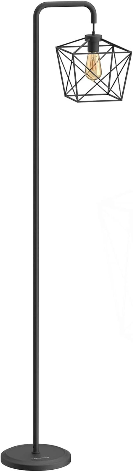 Floor Lamp, Black Floor Lamp with LED Edison Light, 2800K E26 Rustic Standing La