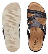 Clarks Ladies BRYNN HOPE Black leather Sandals