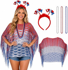 250 Anniversary USA Costumes Patriotic 4Th of July Outfits for Women Set Red Whi