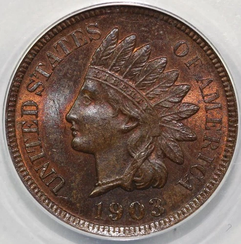 1903 1c Indian Head Cent ANACS MS 64 RB