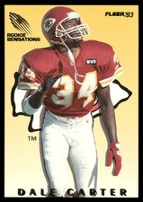 1993 Fleer Rookie Sensations #1 Dale Carter RC Kansas City Chiefs football card. rookie card picture