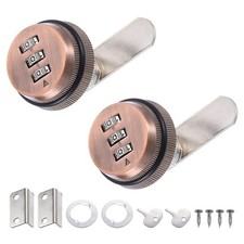 2 Pcs 3/4" Combination Cam Lock, File Cabinet Locks 0.2-0.5" Thick, Red