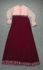 VTG 1960s Empire Waist Long Velvet Chiffon Dress Int Ladies Garment Worker Union
