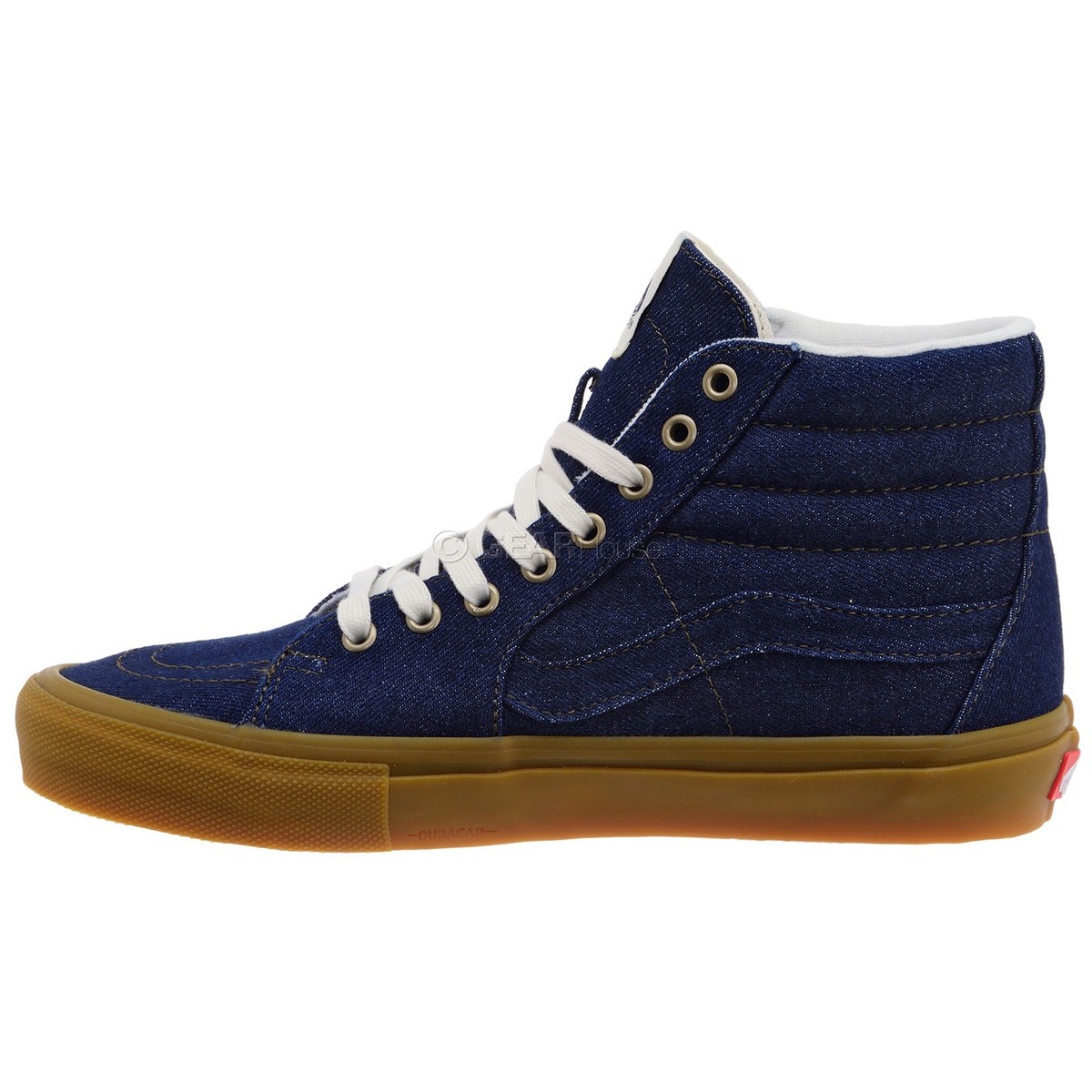 VANS Sk8-HI Denim Mens High Top Skate Shoes Sneakers, Blue / Gum