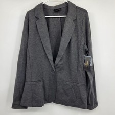 NWT Worthington Heathered Grey One Button Long Sleeve Ponte Blazer Jacket XXL Ta