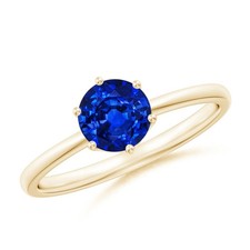 ANGARA 1 Ct Lab Grown Round Blue Sapphire Solitaire Engagement Ring in 14K Gold