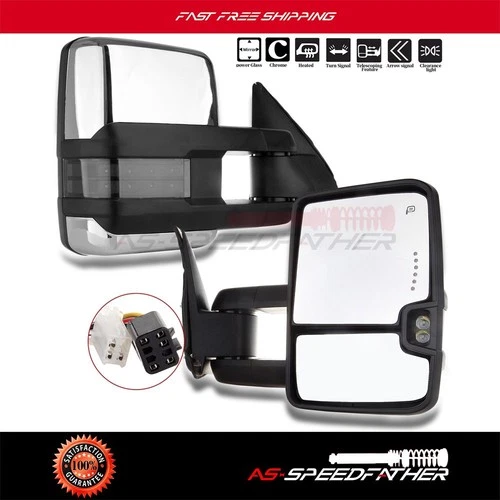 Fits Silverado Sierra 1500 2500 3500 Power Turn Signal Tow Mirrors Pair Set