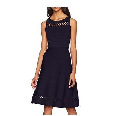 French Connection Kai Dress Knit Fit and Flare Cutout Sleeveless Black Small