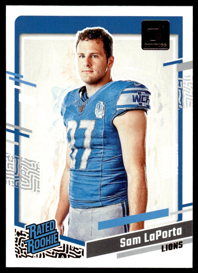 Sam LaPorta 2023 Donruss #12 Rated Rookie Portrait Detroit Lions Football Card