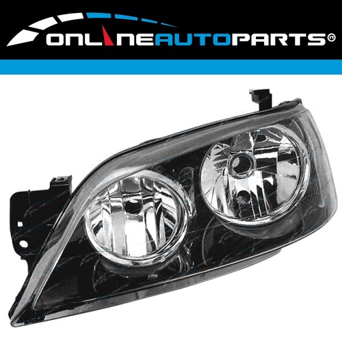 BLACK Headlights Set PAIR LH+RH for Ford BA BF Falcon Fairmont 02~06 Head Lamps - Picture 6 of 7