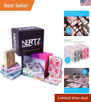 Nertz Card Game 12 Decks of Standard 3.5 x 2.5 Wide Poker Cards - Playing Car...
